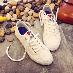Autumn white canvas shoes female high in summer to help students all-match Harajuku ulzzang new shoes 2017. Forty-two Small white shoes - net red paragraph