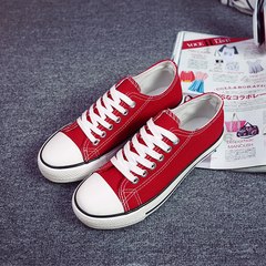 South Korea ulzzang Harajuku classic canvas shoes all-match female leisure sports shoes shoes a white shoe Thirty-five A01 red