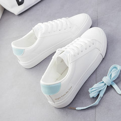 2017 new white shoes all-match Korean students canvas shoes Street leisure shoes white sneakers shoes Thirty-eight White and blue