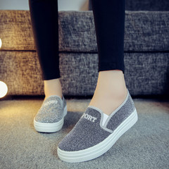 In the autumn of 2017 thick soled canvas shoes shoes small heart Le Fu students shoes pedal flat female Han Banchao Thirty-eight 302 Silver