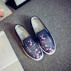 In the autumn of 2017 thick soled canvas shoes shoes small heart Le Fu students shoes pedal flat female Han Banchao Thirty-eight 511 Navy