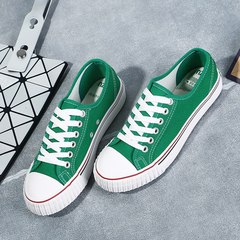 Chic canvas shoes female summer 2017 new students. All-match Harajuku wind ulzzang flat cloth shoes Forty-four Green trend
