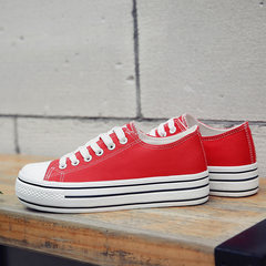 Global Korean Harajuku ulzzang canvas shoes female student all-match white shoe street shoes shoes shoes autumn Thirty-nine Red (thick base)
