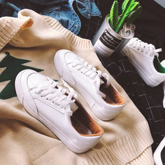 Autumn and winter wind street shoes Crocs Hong Kong white shoes leisure Korean students all-match ins canvas shoes Thirty-eight The white card