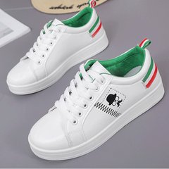 2017 new summer street casual shoes all-match white canvas shoes flat white shoes shoes Korean students shoes Thirty-eight green