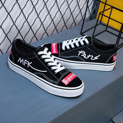 In the autumn of 2017 new flat black canvas shoes female shoes ulzzang shoes all-match Harajuku Korean Students Thirty-eight Black and red