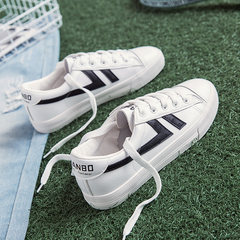 White shoes 2017 new students Harajuku wind ulzzang ins canvas shoes all-match Korean white shoes shoes Thirty-eight White and black