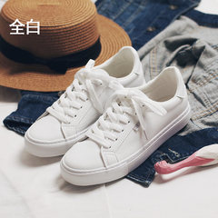 In the autumn of 2017 new white shoe female Korean leather canvas shoes casual shoes all-match white shoes female students Thirty-eight All white