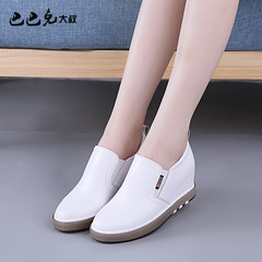 White shoes in leather shoes increased 2017 all-match Korean spring slope with tourism and leisure breathable shoes Thirty-eight White shoes