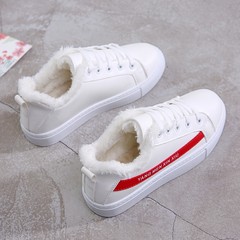 2017 new white shoes fall all-match Korean Harajuku student chic Han Feng shoes street shoes shoes Thirty-nine P106 white and red velvet