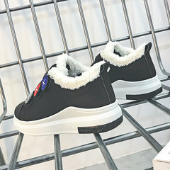 Korean women sports shoes pink shoes Velcro all-match Harajuku 2017 new students tide in spring and autumn leisure shoes Thirty-eight Thicken black