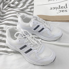 Ins super fire shoes sports shoes ulzzang Korea Harajuku wind reflective white shoe all-match students running shoes Thirty-eight White black