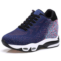2017 new sneakers and the increase in 7cm net platform shoes breathable thick soled casual shoes. Thirty-eight Blue 1181