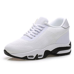 2017 new sneakers and the increase in 7cm net platform shoes breathable thick soled casual shoes. Thirty-eight White 1766