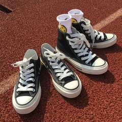 Korean female students canvas shoes ulzzang shoes Harajuku 2017 new all-match black high shoes ins shoes Thirty-eight Partial majority code