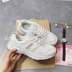 Harajuku wind ulzzang sport shoes, running shoes all-match student leisure Korean street white shoe autumn thick bottom Thirty-eight 6667 reflective strip