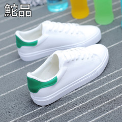 Tuo 2017 autumn and winter white shoe designer shoes all-match Korean female student flat white shoes leisure shoes Thirty-eight White and green