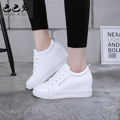 White shoes in leather shoes. All-match increased 2017 new spring slope with tourism and leisure shoes Thirty-eight white