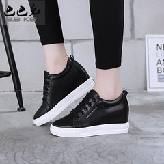 White shoes in leather shoes. All-match increased 2017 new spring slope with tourism and leisure shoes Thirty-eight black