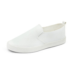 White shoes fall 2017 new Korean all-match pedal slip-on black and white white flat casual shoes Thirty-eight white