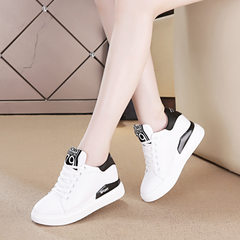 White winter cotton shoes and shoes female leisure sports shoes in Korean women all-match white shoes with thick bottom slope Thirty-five White bottom [white single shoes]