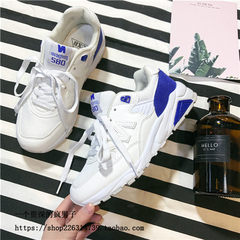 Winter ins ulzzang sports shoes shoes with Korean female students a all-match Harajuku wind running shoes over the fire Thirty-eight 666 white blue