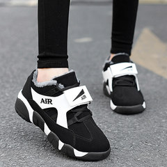 The tide of lovers in autumn and winter sports shoes 2017 new Korean casual running shoes shoes female students all-match Harajuku Thirty-eight Black and white cotton
