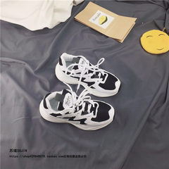 Korean version of the ulzzang all-match winter wind spell color shoes shoes Harajuku Street breathable soft sister student sports shoes tide Thirty-eight 1752 white black ash