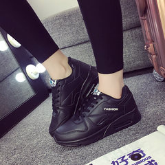 Korean female sports shoes in the autumn of 2017 new wind ulzzang all-match running flat Harajuku students leisure shoes Thirty-eight black
