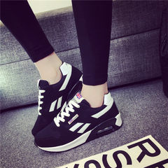 Korean female sports shoes in the autumn of 2017 new wind ulzzang all-match running flat Harajuku students leisure shoes Thirty-eight 228 black and white