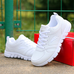 Autumn ladies sneaker leather waterproof shoes student PU shoes soft bottom skid shoes shoes Thirty-eight White (1808)