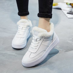 Ladies leisure sports shoes and cashmere leather shoes thick warm winter Korean students thick white shoes shoes Thirty-eight 9628 white warm velvet inside