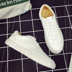 2017 new tie thick bottom shoes white shoe female Korean students all-match autumn sports shoes running shoes Thirty-eight White flat bottom