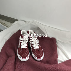 Xu Liu mang winter street beat South Korea high all-match Beige canvas shoes skateboard shoes female students who harbor wind Thirty-eight Wine red high Gang