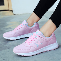 Women's leisure shoes in autumn and winter sports shoes running shoes waterproof leather ladies students travel shoes slip A361 Thirty-eight 108 Pink