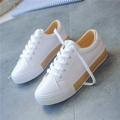 The new street white shoes ulzzang canvas shoes all-match Korean leather shoes of Hong Kong students Harajuku female wind Thirty-eight White brown