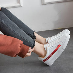 In the autumn of 2017 new Korean white shoes all-match canvas shoes chic ins shoes women fall super fire shoes Thirty-eight Red and white