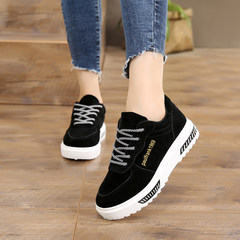 Autumn new canvas shoes female Korean flat shoes lace up shoes all-match student sports shoes with flat shoes Thirty-eight black