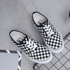 In the autumn of 2017 new students a Nike all-match canvas shoes female Korean chequered skateboard shoes men Thirty-eight White / Black