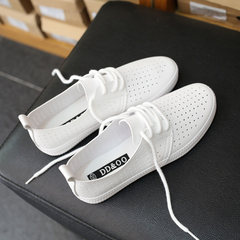 Autumn and summer white shoes 2017 new all-match Korean female student flat canvas shoes white shoes casual shoes Thirty-eight White vent