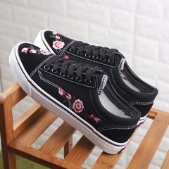 Every day students special offer street shoes Ulzzang Shoes Black Harajuku embroidery canvas shoes ugly adorable female Korean tide Thirty-eight black