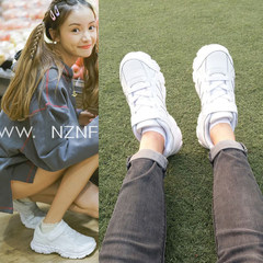 2017 Korea ulzzang Harajuku wind sport shoes with a Korean version of Lin Xiao Zhai Velcro thick white shoes Thirty-eight white