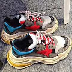 INS with super fire winter sports shoes ulzzang male couple Korea Harajuku retro casual thick soled running shoes Thirty-eight Khaki red