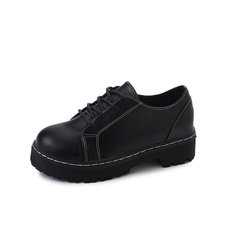 2017 female students in the spring and autumn shoes new Korean all-match Harajuku school shoes retro round bottom Thick Wind tide Thirty-eight black