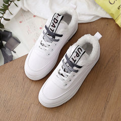 Female shoes warm in winter with 2017 new students all-match Korean cashmere thickened thick white shoe bottom waterproof shoes Thirty-eight white