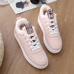Female shoes warm in winter with 2017 new students all-match Korean cashmere thickened thick white shoe bottom waterproof shoes Thirty-eight Pink