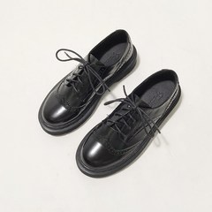 In the autumn of 2017 new Bullock shoes academy Vintage small leather shoes female all-match deep Martin shoes Thirty-eight black