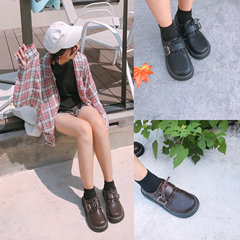 The British School of Korean ulzzang Harajuku wind shoes female thick bottom all-match students retro soft sister shoes tide Thirty-eight Black velvet