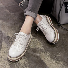 Platform shoes thick bottom in the autumn of 2017 new Korean female white shoe all-match muffin bottom shoes students British Wind tide Thirty-eight White tassels