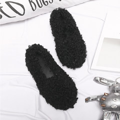 In autumn 2017 new Korean all-match shoes shoes shoes shoes flat Winter Beanie Plush lazy shoes female tide Thirty-eight Black light plate